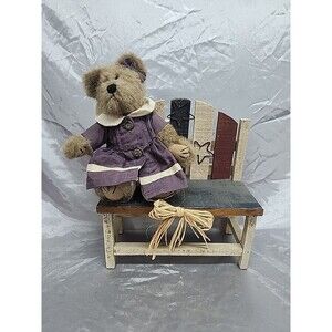 Boyds Bears Madeline Comes With  4x8x9 Bench  red, white, blue